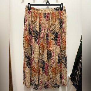 Alfred Dunner Cream and Pink Pleated Maxi Skirt